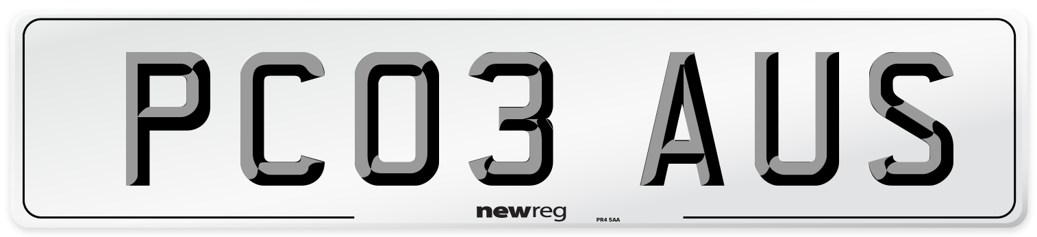 PC03 AUS Number Plate from New Reg